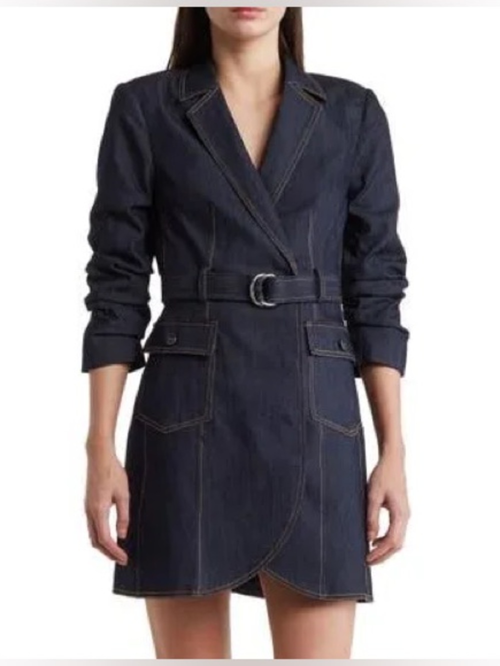 Cinq à Sept Jenessa Mini Denim Blazer Dress Size 4 Dark Indigo Blue EUC
